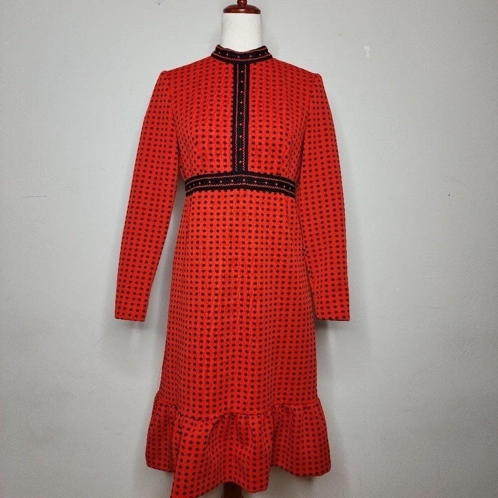 AMAZING Vintage Forum‎ Originals Red/Black Polka Dot Empire Waist Dress